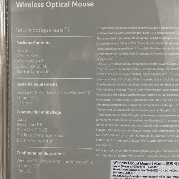 NWT Acer Wireless Optical Mouse/Works With Chromebook - Picture 8 of 10